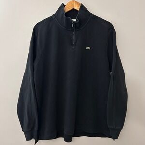Lacoste Mens Size 8 / 3XL Black Cotton 1/4 Zip Sweater Pullover Long Sleeve